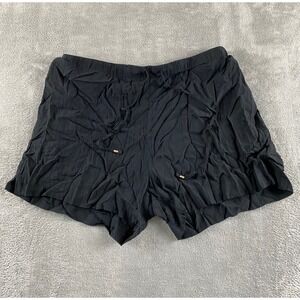 HM Womens Black Crinkle Texture Drawstring Shorts Elastic Waist Relaxed Large